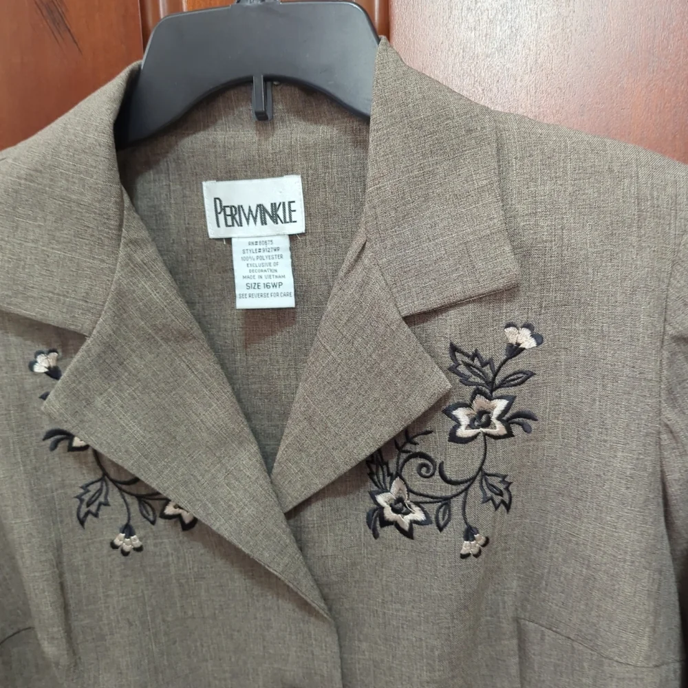 Vintage Jacket Blazer Brown Tailored w/Applique 16WP Periwinkle - Picture 13 of 15